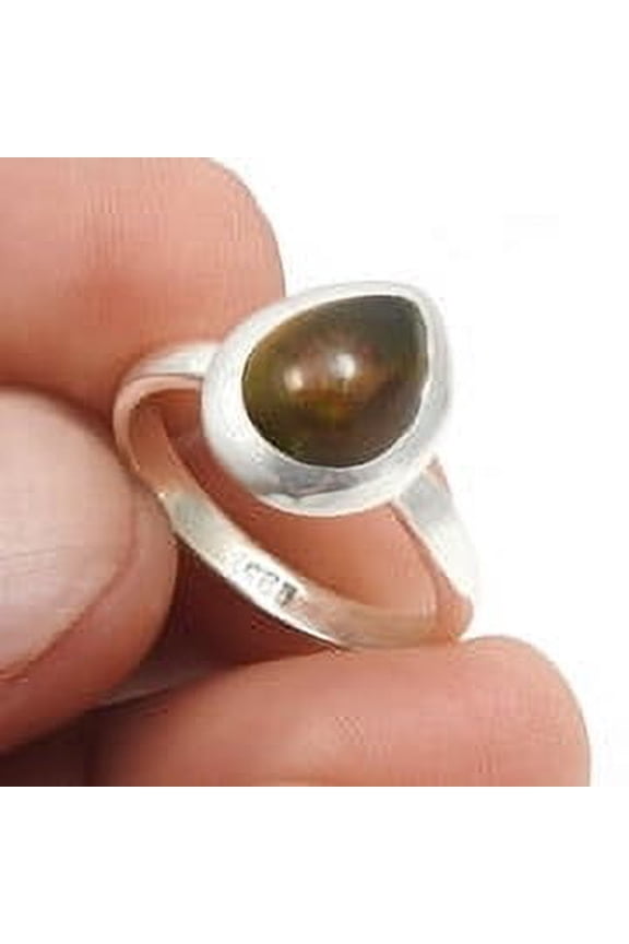 Black Opal Gemstone Solid Silver Engagement Bezel Band New Ring Jewelry Size 7