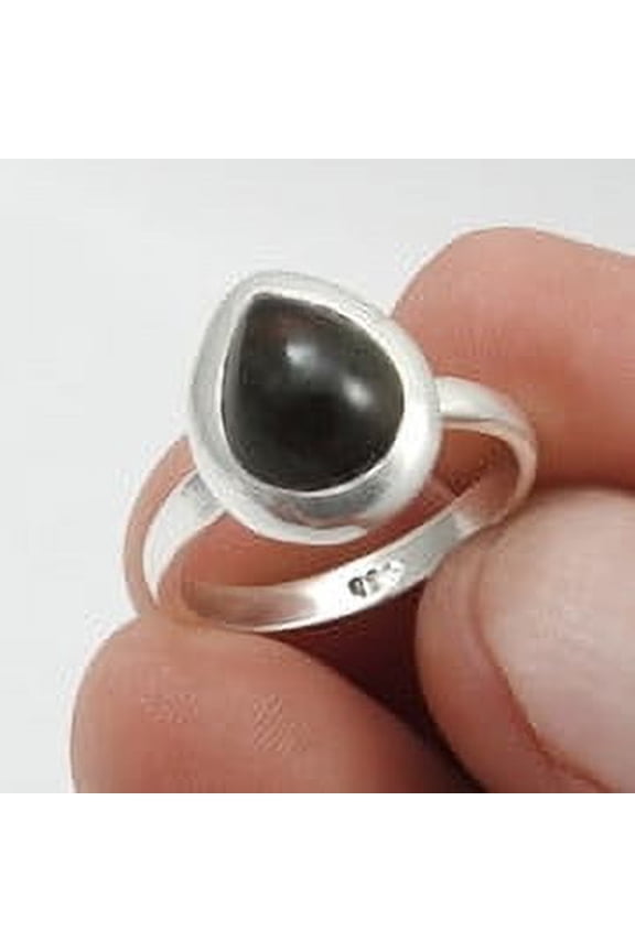 Black Opal Gemstone Sterling Silver Statement Cocktail Bezel Ring Jewelry Size 7