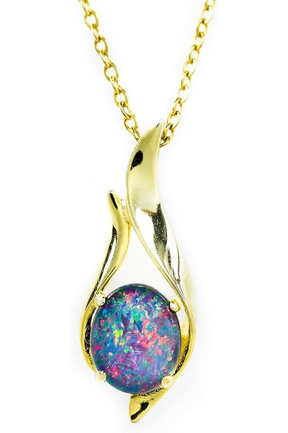 Black Opal Pendant October Birthstone Jewelry Opal Pendant Black Gemstone Jewelry Birthday / Christmas Gifts Anniversary Gifts For Her