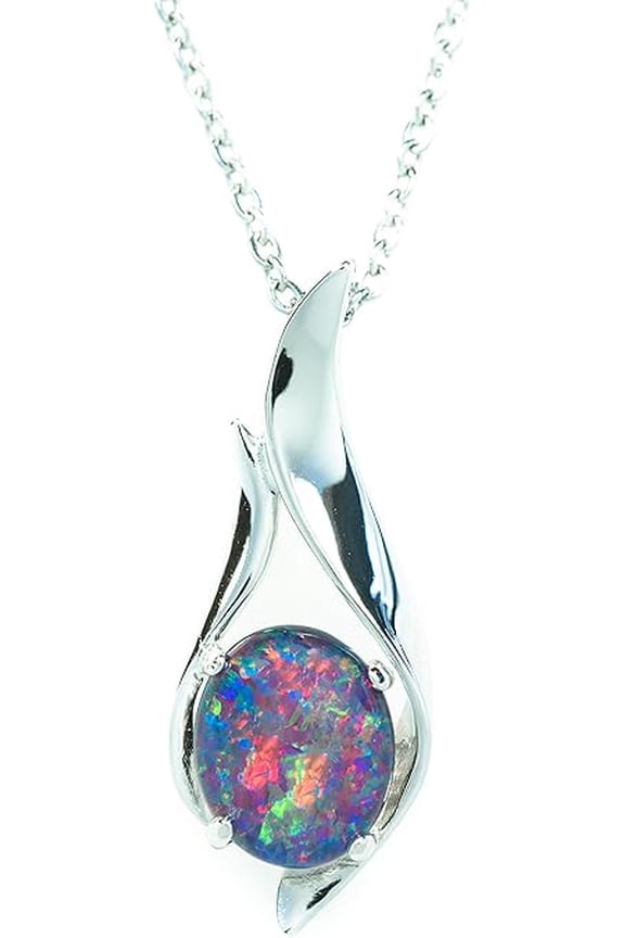 Black Opal Pendant October Birthstone Jewelry Opal Pendant Black Gemstone Jewelry Birthday / Christmas Gifts Anniversary Gifts For Her