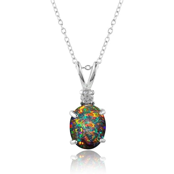 Black Opal Pendant October Birthstone Jewelry Opal Pendant Black Gemstone Jewelry Birthday / Christmas Gifts Anniversary Gifts For Her