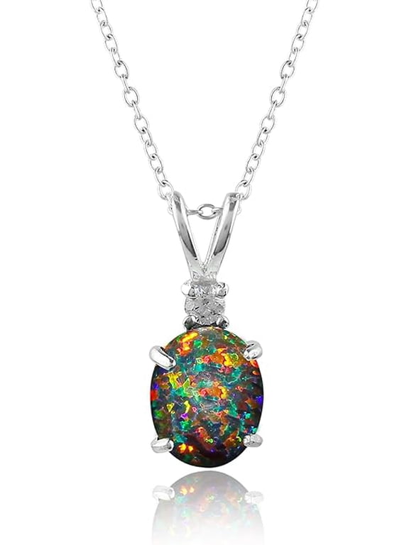 Black Opal Pendant October Birthstone Jewelry Opal Pendant Black Gemstone Jewelry Birthday / Christmas Gifts Anniversary Gifts For Her