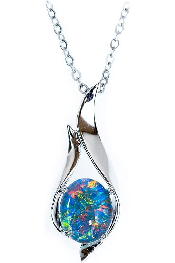 Black Opal Pendant October Birthstone Jewelry Opal Pendant Black Gemstone Jewelry Birthday / Christmas Gifts Anniversary Gifts For Her