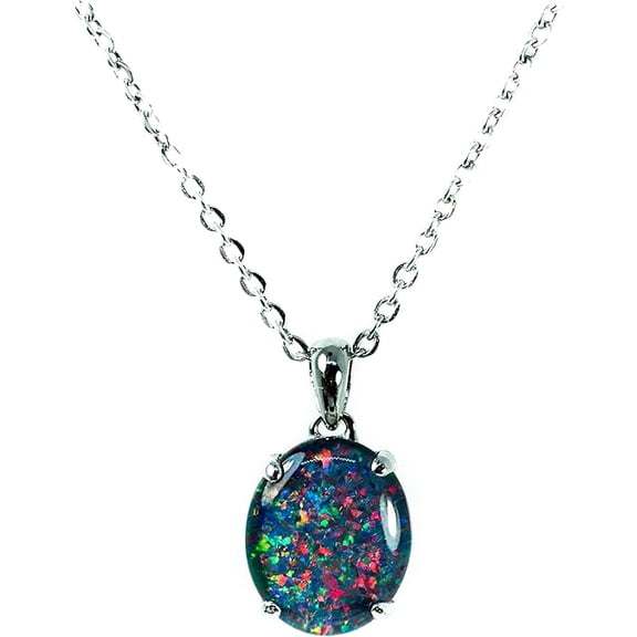 Black Opal Pendant October Birthstone Jewelry Opal Pendant Black Gemstone Jewelry Birthday / Christmas Gifts Anniversary Gifts For Her