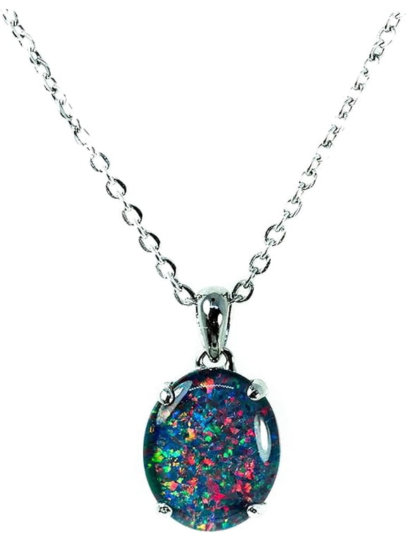 Black Opal Pendant October Birthstone Jewelry Opal Pendant Black Gemstone Jewelry Birthday / Christmas Gifts Anniversary Gifts For Her