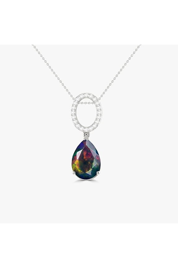 Black Opal Pendant October Birthstone Jewelry Opal Pendant Black Gemstone Jewelry Birthday / Christmas Gifts Anniversary Gifts For Her