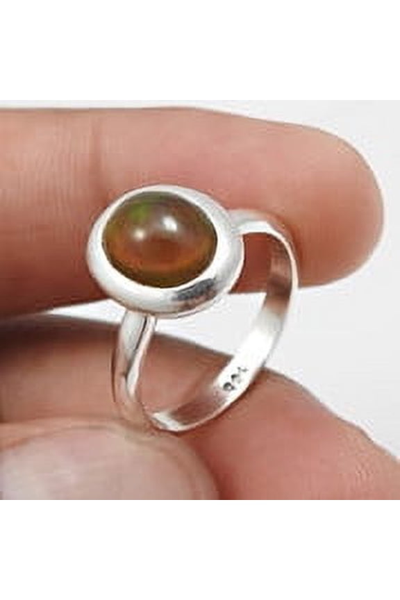 Black Opal Stone Solid Silver Bezel Cocktail Anniversary Ring Jewelry Size 7.5