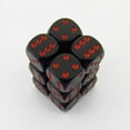 thumbnail image 1 of Black Opaque D6 Dice with Red Pips 16mm (5/8in) Pack of 12 Dice Chessex, 1 of 1