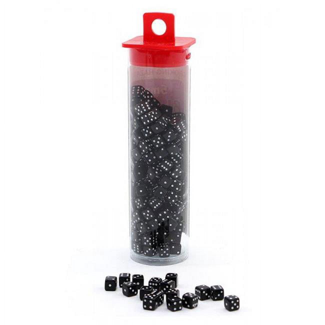Black Opaque D6 Dice with White Pips 5mm (13/64in) Pack of 200 Koplow Games