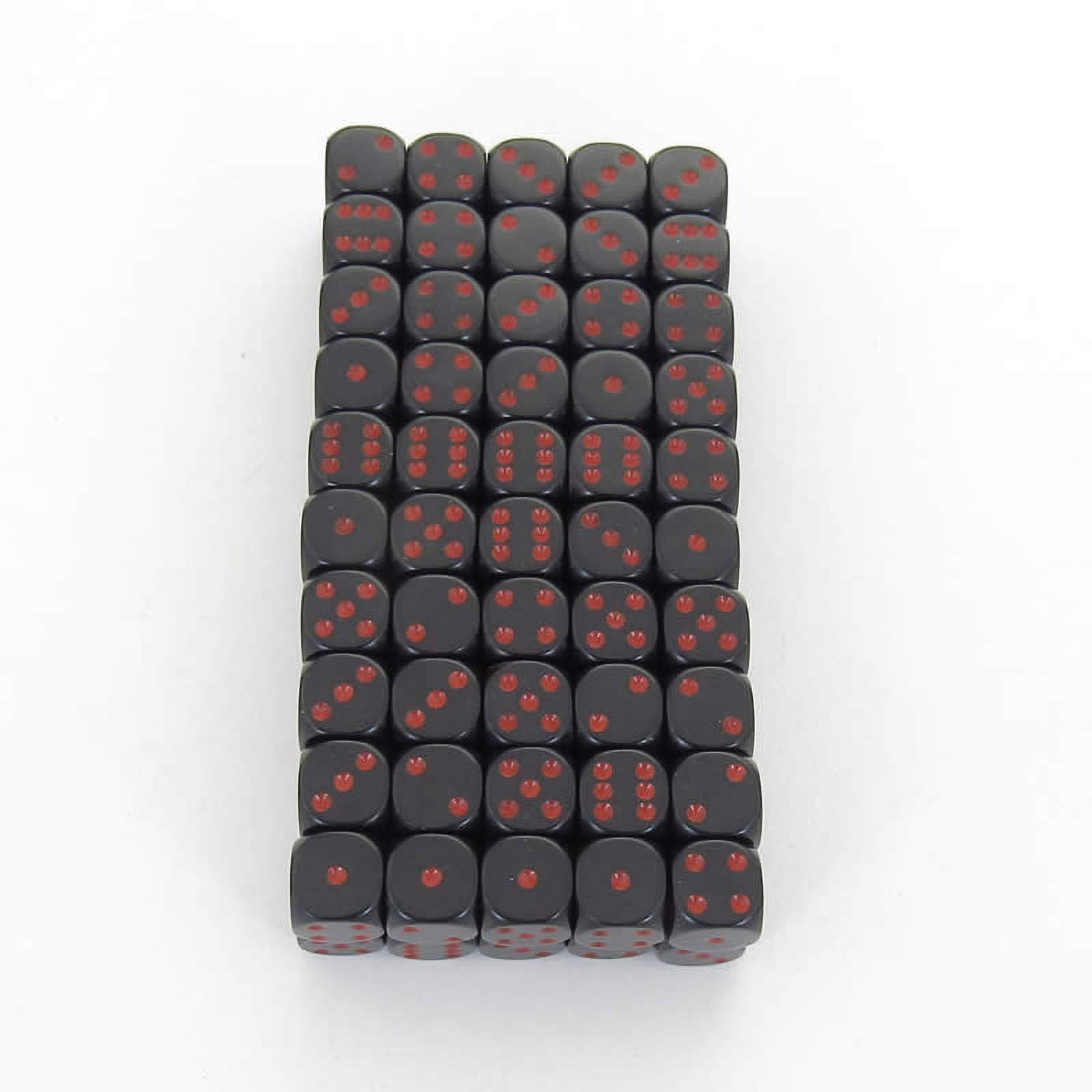 Black Opaque Dice with Red Pips D6 12mm (1/2in) Bulk Pack of 100 Wondertrail