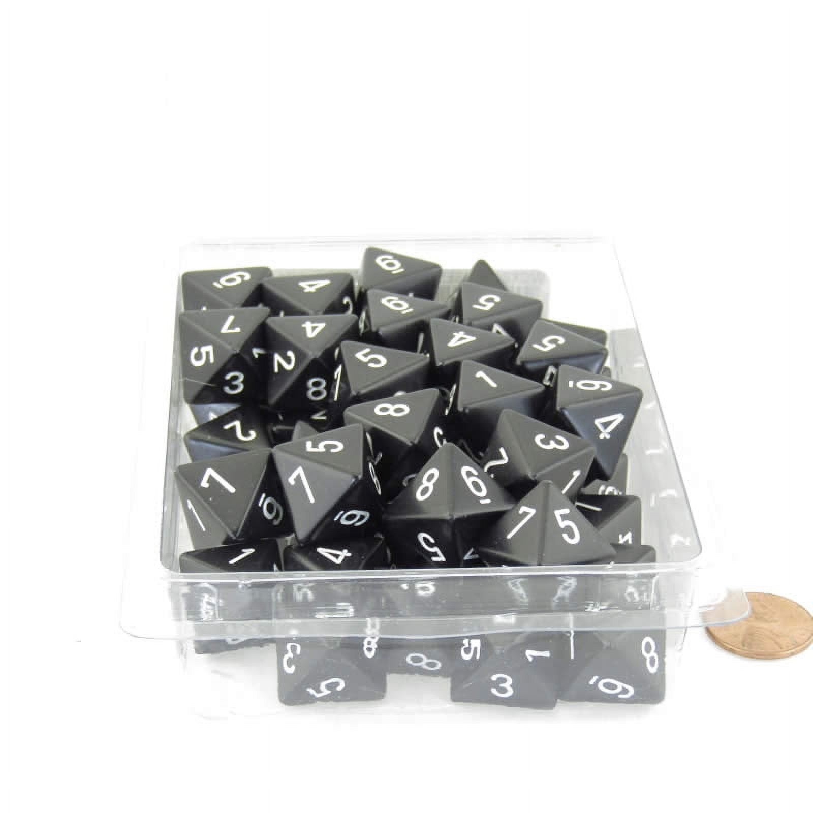 Black Opaque Dice with White Numbers D8 Aprox 16mm (5/8in) Pack of 50 Wondertrail