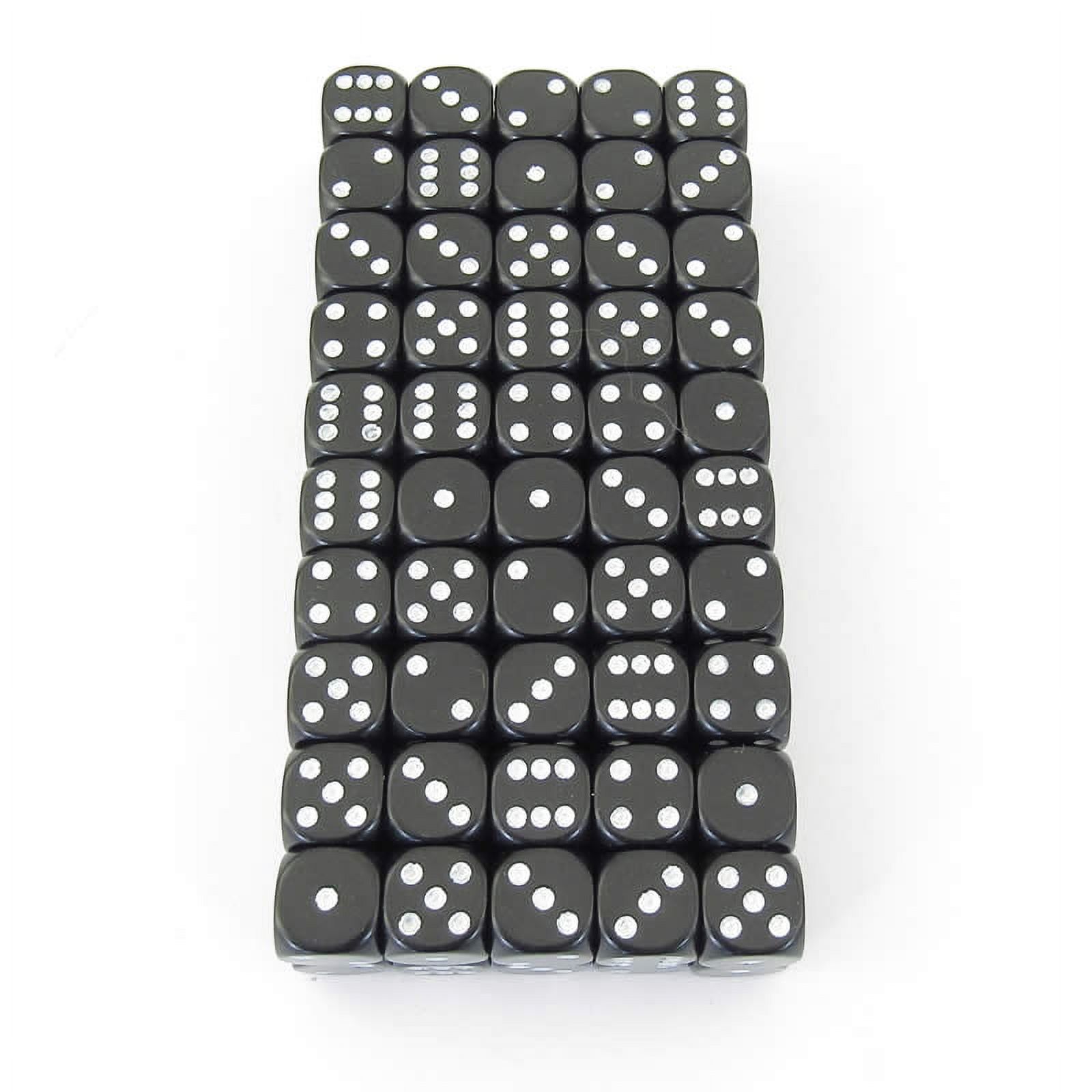 Black Opaque Dice with White Pips D6 12mm (1/2in) Bulk Pack of 100 Wondertrail