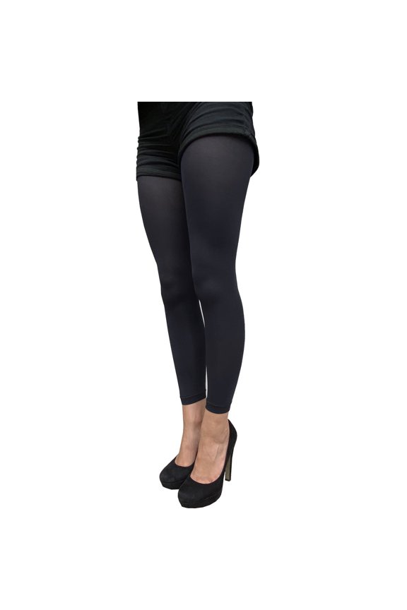 Black Opaque Footless Tights for Women