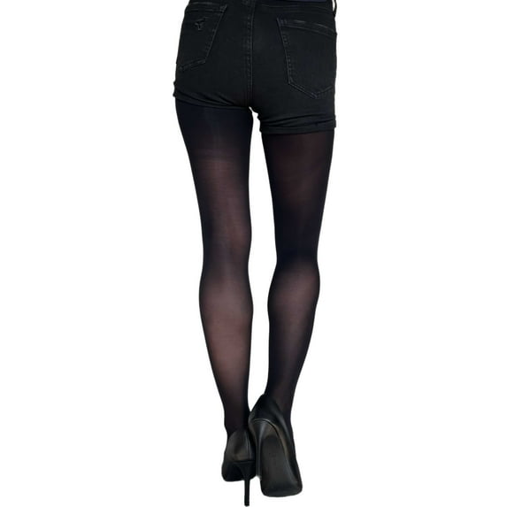 Black Opaque Full Footed Tights, Pantyhose for Women