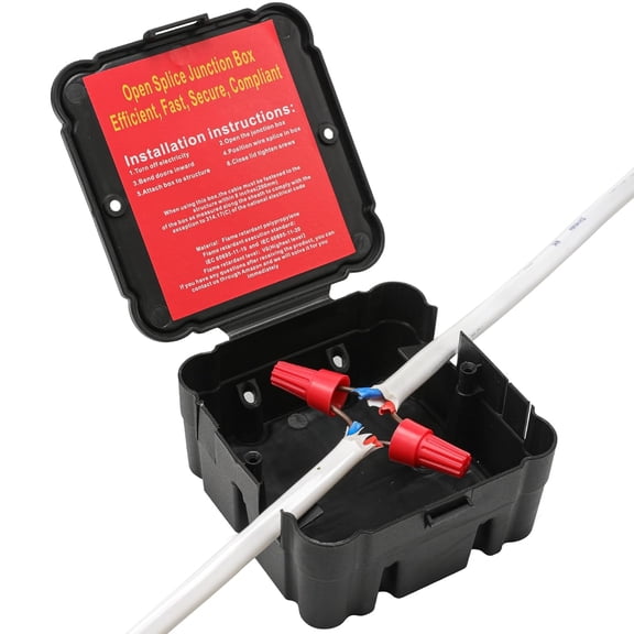 Black Open Splice Junction Box (1 Pack)Open Splices Rair Open Splices, 5 Second Installation Splice Box, Wire Electrical Junction Box with Cover V0 Flame Rrdant Rating(Highest Ll) (1)