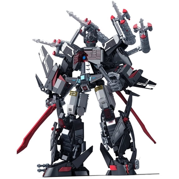 Black Optimus Mecha Building Blocks Set, Transformable Robot Model Bricks with Swords & Weapons, Large Mech Assembly Puzzle Toy for Boys 8+