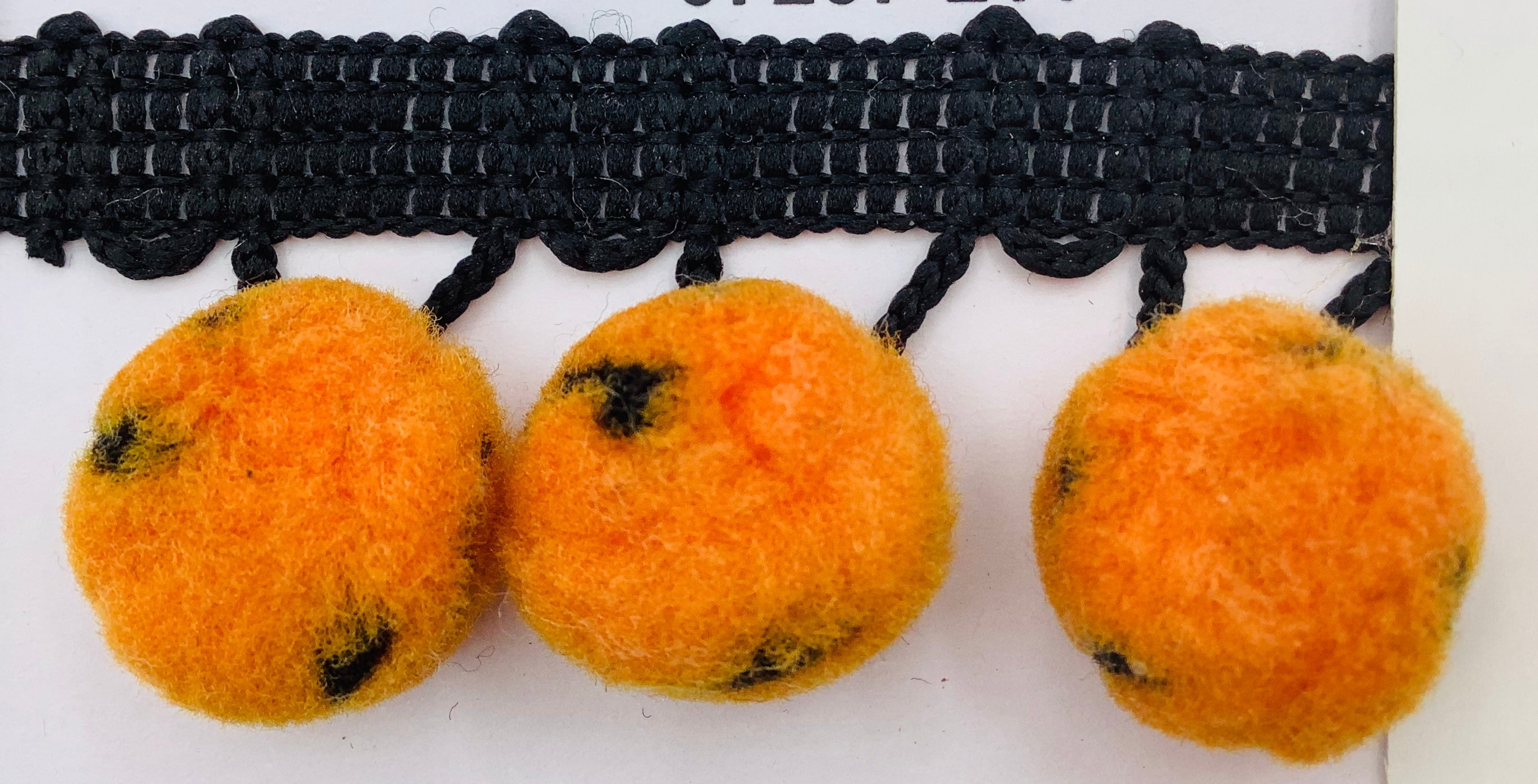 Black/Orange 1-1/4" Halloween Theme Ball Fringe with 1/2" Pom Pom