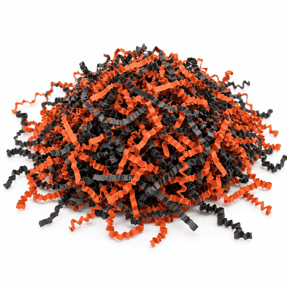 Black Orange 1 LB Crinkle Cut Paper Shred Gift Wrapping Basket Filler
