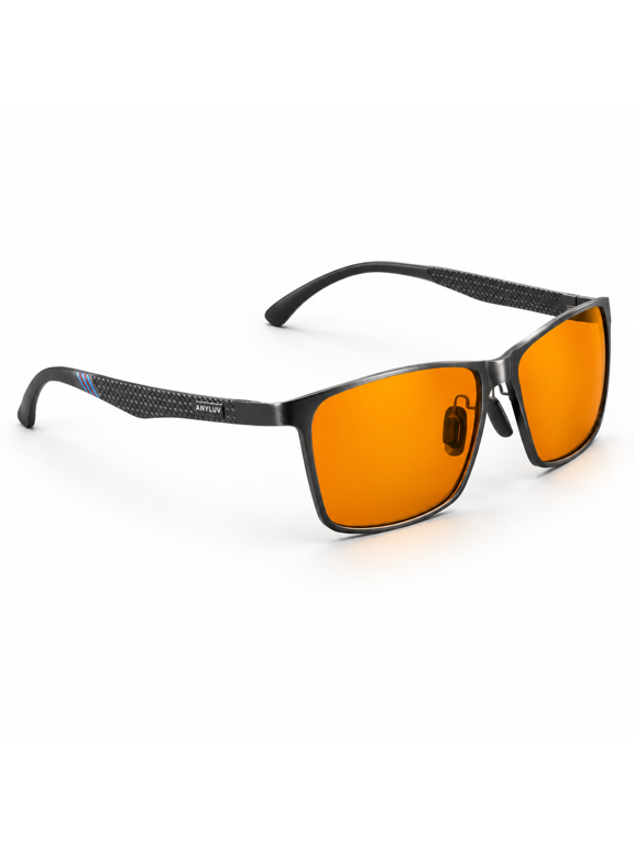 Black/Orange Aluminum-Magnesium Alloy Computer Gaming Glasses