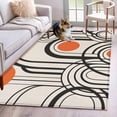 thumbnail image 1 of Black Orange Area Rugs 4x6 ft Abstract Line Boho Minimalist Mid Century Arch Geometric Washable Rug Non Slip Indoor Carpet Absorbent Floor Mat for Living Room Bedroom Dining Room, 1 of 9