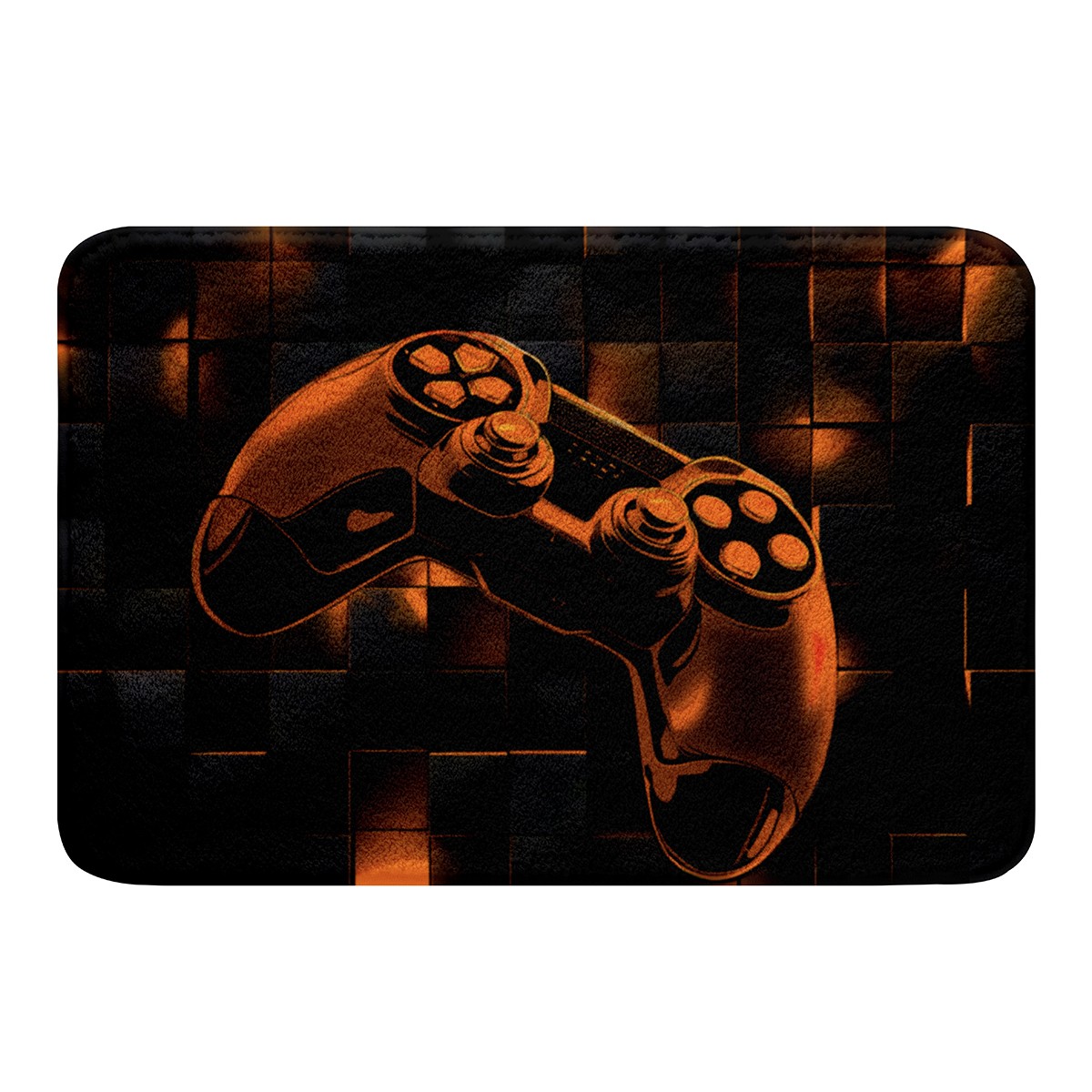 Geometric Gaming Rug Black and Orange Bath Mat 16