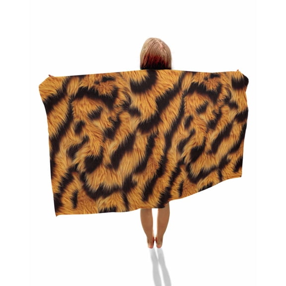 Black Orange Beach Towels Oversized Super Absorbent, Vintage Abstract Tiger Stripes Fur Patterned Lightweight Bath Towel Quick Dry Sets For Bathroom/Pool/Rv Camping/Beach Play/Gym Room/Picnic 31"x62"