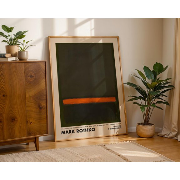 Black Orange Color Field Inspired Wall Art Decor Unframed Paper Print
