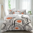 thumbnail image 1 of Black Orange Comforter Set California King Size, Abstract Line Boho Minimalist Mid Century Arch Geometric Soft Bedding Set for Man Woman, 4 Pieces Duvet Cover Set with Fitted Sheet, 2 Pillowcases, 1 of 12
