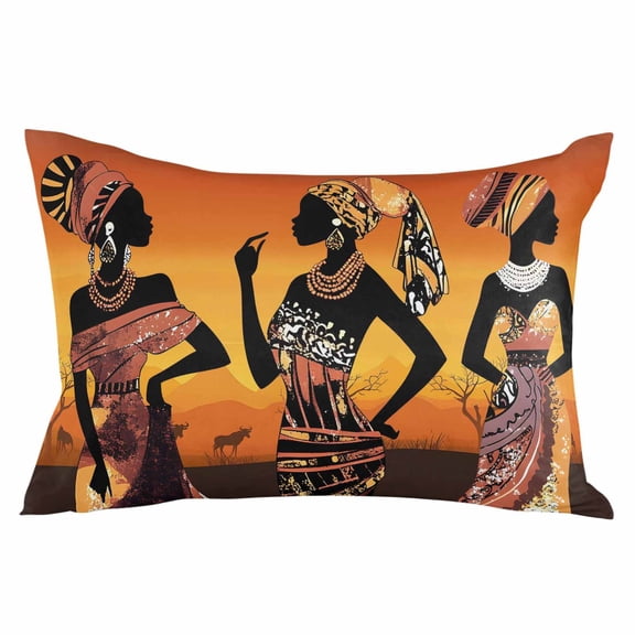 Black Orange Girls Boho Throw Pillow Cover 20 x 30 Inch Decorative Pillow Cover Vintage Ethnic Abstract Art Lumbar Pillowcase Seasonal Rectangle Cushion Case for Couch Sofa Bed Living Room