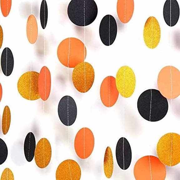 Black-Orange Gold Halloween Party-Decorations Streamers-Garland - 52ft Birthday Baby Shower Decorations Paper Banner, Graduation 2025 Glitter Hanging Decoration Bunting Supplies
