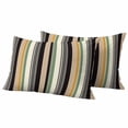 thumbnail image 1 of Black Orange Green Striped Outdoor Waterproof Pillow Covers, Farmhouse Modern Stripes Art Decorative Rectangle Throw Pillowcase Sofa Cushion Sham for Patio/Couch/Chair, 20"x12" 2 Pack, 1 of 8