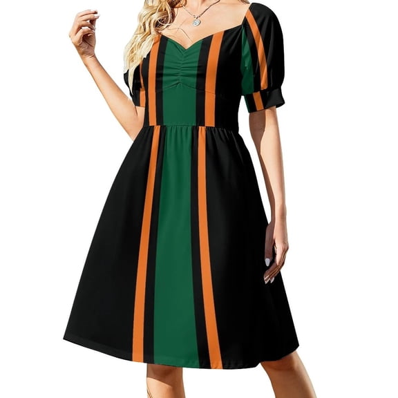 Black Orange & Green Vertical Power Stripe Dress women's summer jumpsuit evening dresses ladies