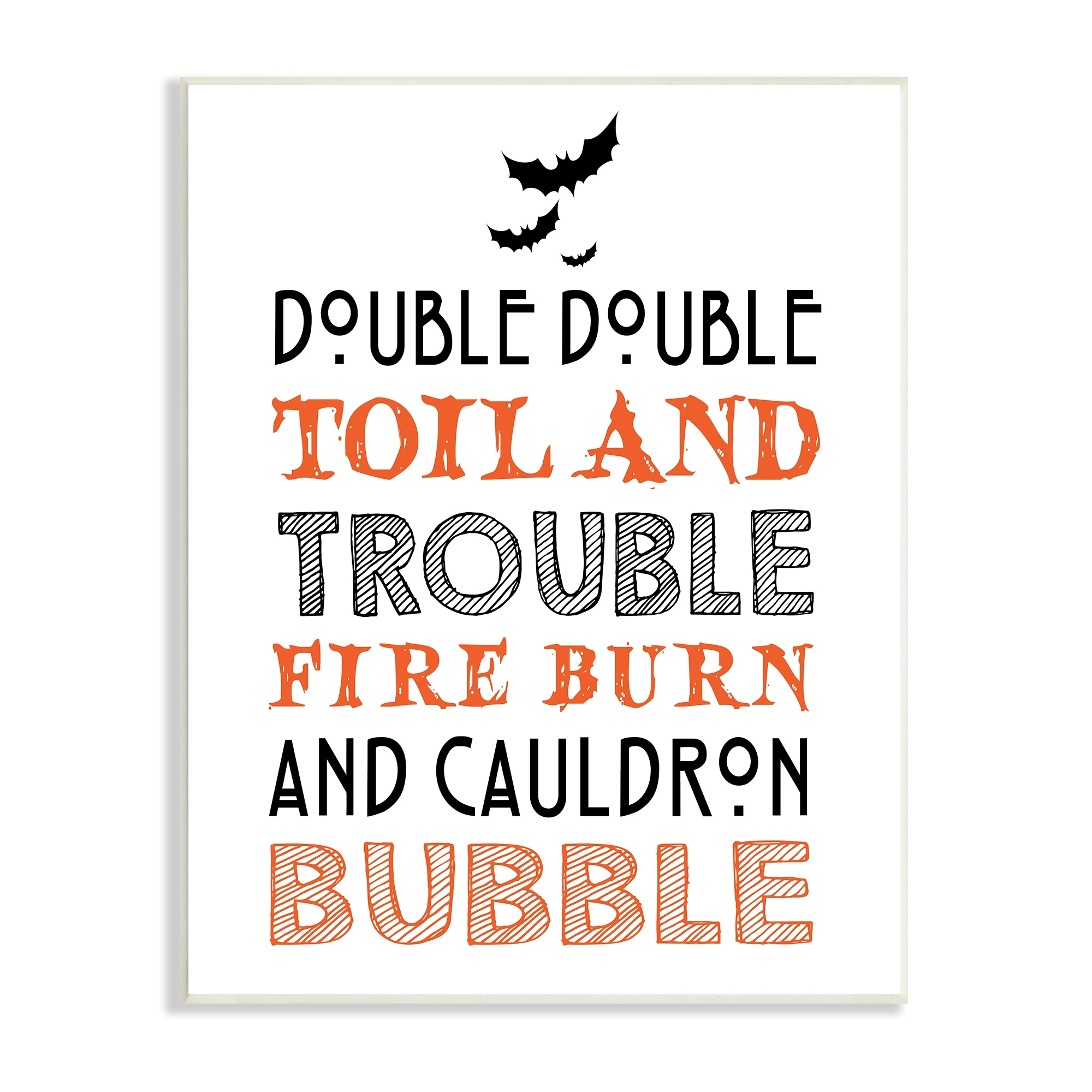 Black & Orange Halloween Bats Typography Spell Incantation Inspirational Graphic Art Unframed Art Print Wall Art