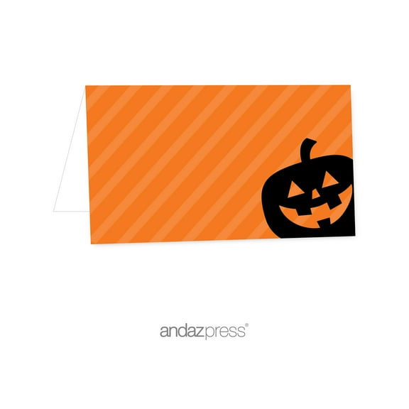 Koyal Wholesale Black & Orange Halloween Table Tent Place Cards, 20-Pack