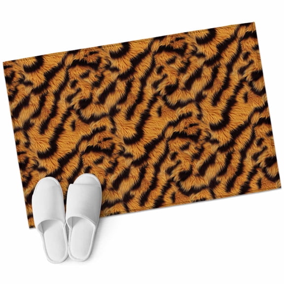 Black Orange Large Area Rugs for Bedroom Living Room, Soft Non Slip Carpet Bedside Rug, Vintage Abstract Tiger Stripes Fur Patterned Rectangle Floor Cover Kitchen Accent Rug 2'x3' for Office