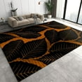 thumbnail image 1 of Black Orange Leaves Area Rugs, Modern Minimalist Leaf Texture Area Carpet, Indoor Non-Slip Kids Rugs, Machine Washable Breathable Durable Carpet For Front Entrance Floor Decor 5x6ft, 1 of 6