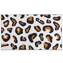 Black and Orange Of Leopard Print Door Rugs,Washable Non Slip Door Mats Indoor,Decorative Door Mats,Entry Mat Indoor for Entrance,Bedroom,Kitchen,Bathroom,17"x30"