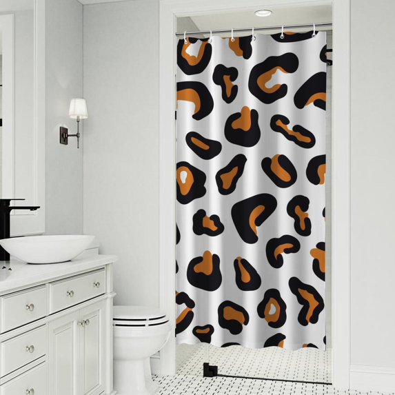 Black and Orange Of Leopard Print Shower Curtain 36"x72" ,Bathroom Decorative Shower Curtains Set with 12 Hooks,Modern Waterproof Washable Shower Curtain