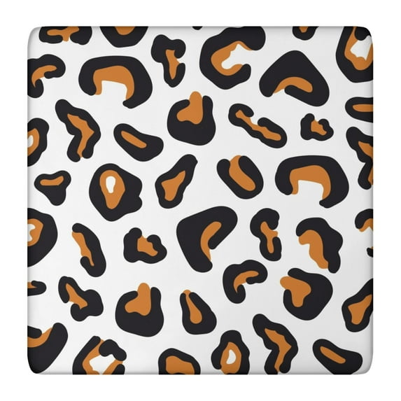 Black and Orange Of Leopard Print Square Fitted Tablecloth with Elastic Edge,Square Table Cover,Washable Elastic Table Cover for Home Kitchen Party Decor 36"x36"