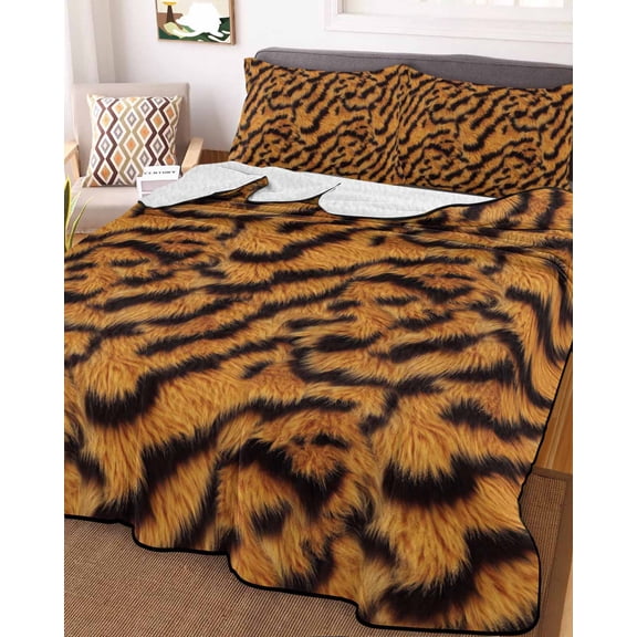 Black Orange Queen Size Down Alternative Comforter,Lightweight Comforter Quilt Bedding Set with Pillow Shams Vintage Abstract Tiger Stripes Fur Patterned Bed Comforter Duvet Insert 90"x96"