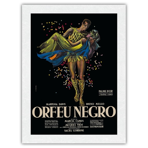 Black Orpheus (Orfeu Negro) - Directed by Marcel Camus - Vintage Film Movie Poster by Georges Allard c.1959 - Japanese Unryu Rice Paper Art Print 24 x 32 in