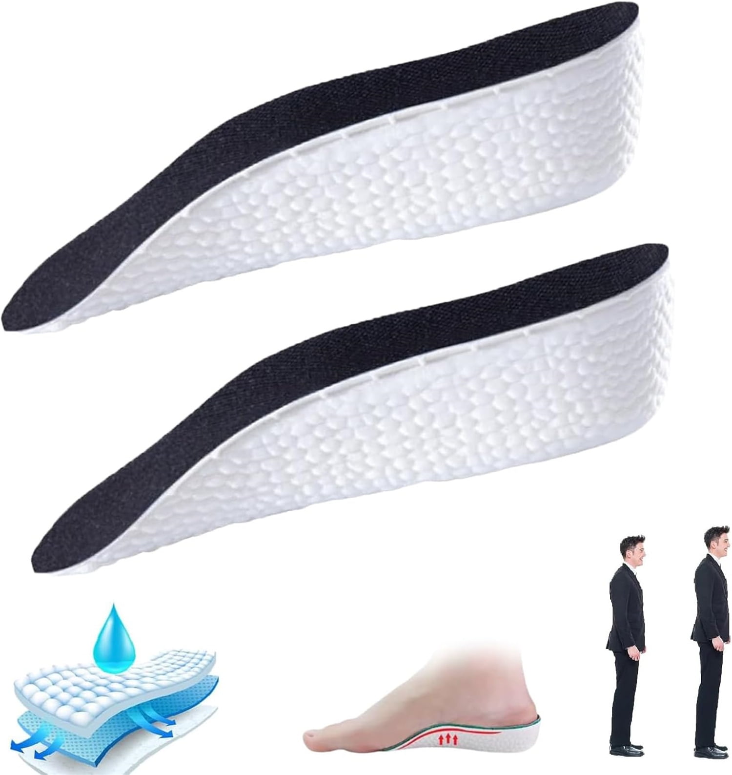 Black Orthopedic High Pads,1In Durable Arch Support Height Increase