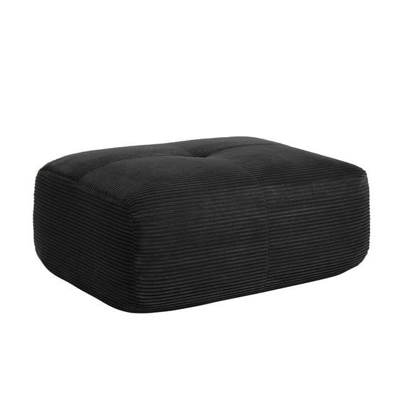 Black Ottoman for Modular Sectional Sofa, Corduroy Deep Seat for Oversized Compressed Boneless Sectional Couches for Living Room Bedroom Apartment, Cloud Sofa Couch, Memory Foam, No Assembly