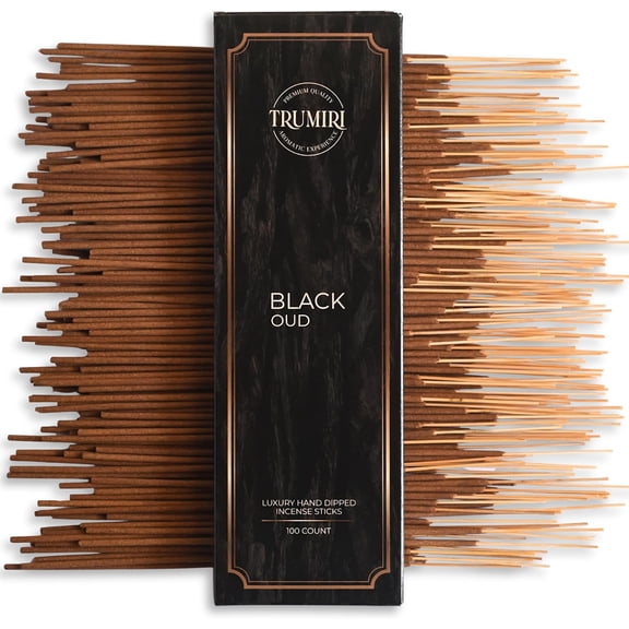 Black Oud Incense Sticks - Pack of 100 Insence-Sticks - Inciensos Aromaticos Made with Natural Oud Essential Oil - Scented Inscents Non Toxic Agarbatti Insense