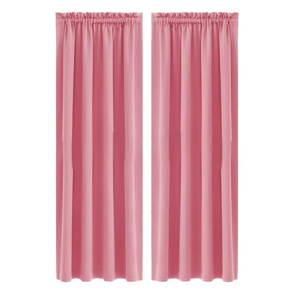 Black Out Curtains 84 Inch Long 2 Panels Set for Bedroom Living Room Solid Darkening Drapes Curtains Heat Insulation Energy Saving Pink Curtains