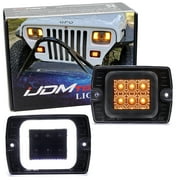 Black-Out Interior Clear Lens White LED Driving Light/Amber Switchback Sequential Blink LED Front Turn Signal Light Assembly, For Jeep 1987-1995 Wrangler YJ