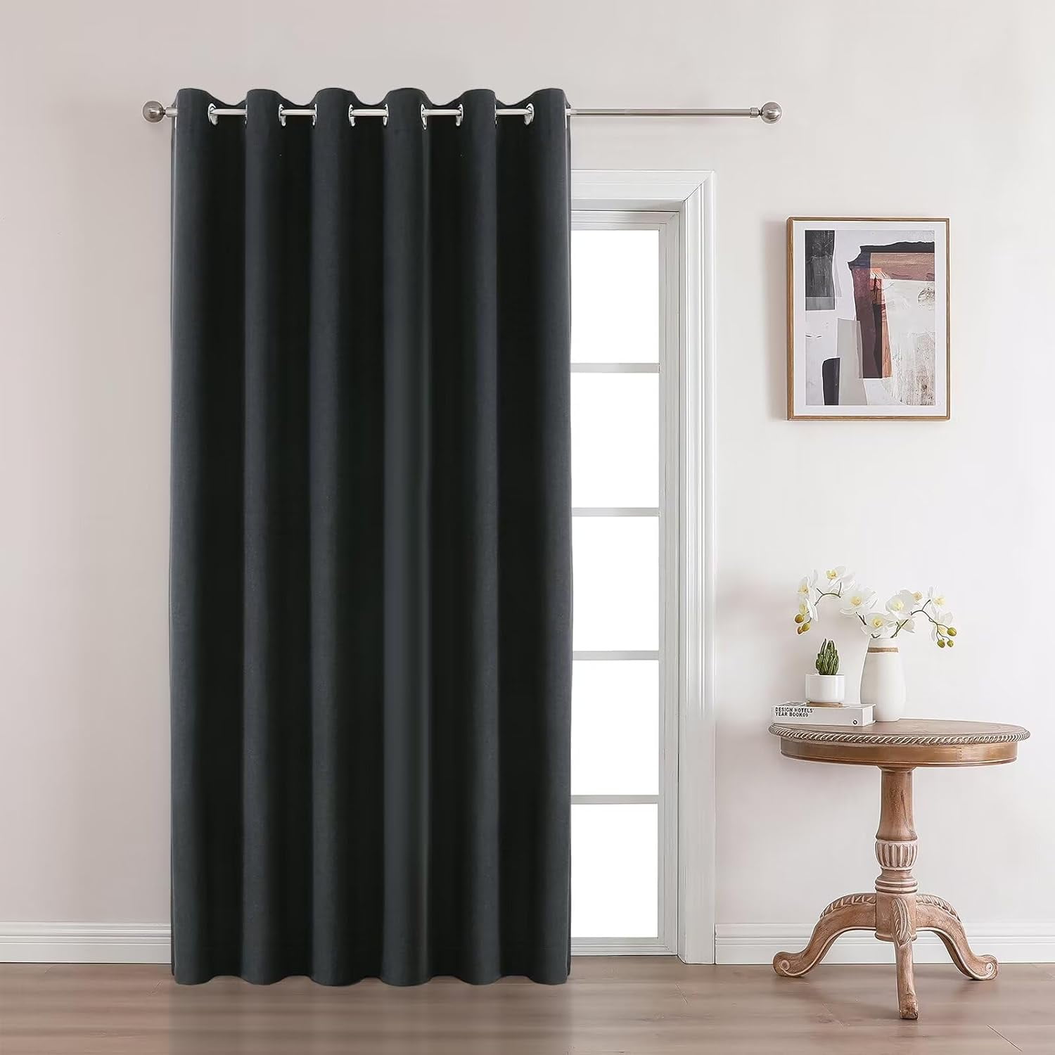 Black Out Room Divider Curtains, Black Extra Wide Sliding Door Curtains