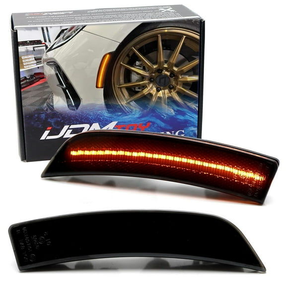 Black-Out Smoked Lens 36-SMD Amber Full LED Bumper Side Marker Light Kit For Subaru 2022-up BRZ, For Toyota 2022-up GR86, Replace OEM Single LED Front Sidemarkers