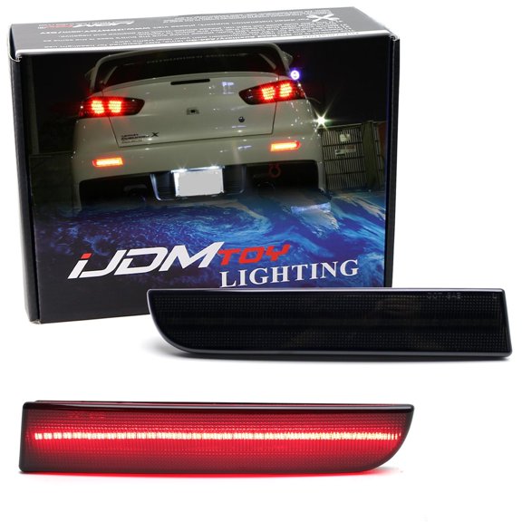 Black-Out Smoked Lens 36-SMD Full LED Rear Bumper Reflector Light Trim For Mitsubishi Lancer Evolution X, Outlander Sport SUV, Function as Tail or Rear Fog Lights