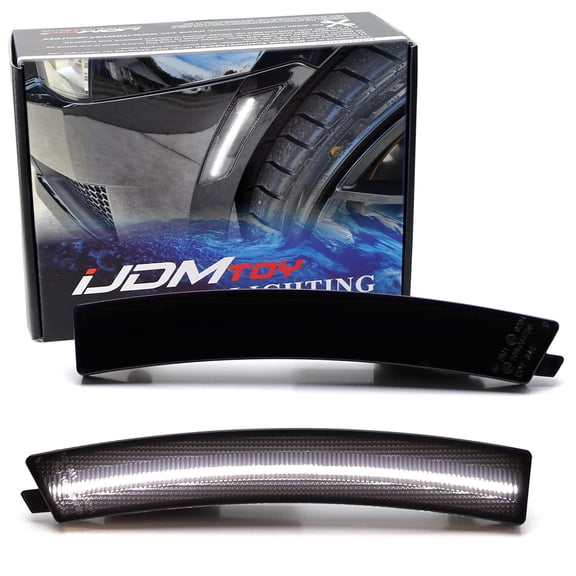 Black-Out Smoked Lens 36-SMD Xenon White Full LED Front Bumper Side Marker Light Kit For Cadillac 2020-up CT4, Replace OEM Amber Front Sidemarkers